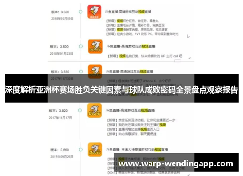 深度解析亚洲杯赛场胜负关键因素与球队成败密码全景盘点观察报告